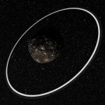 Chariklo - o asteróide com anéis. Crédito: ESO/L. Calçada/M. Kornmesser/Nick Risinger